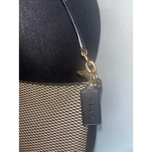 COACH Like NEW Legacy Black/White Jacquard & pebble leather Luxury Bag